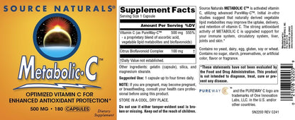 Source Naturals Metabolic C 500 mg Vitamin C - 180 Capsules