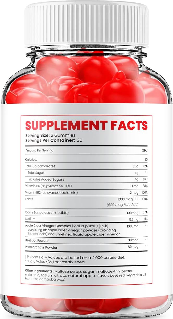 SlimX Keto ACV Gummies – Advanced Formula with Apple Cider Vinegar, B12, Beet Juice & Pomegranate, 60 Gummies - görsel 7