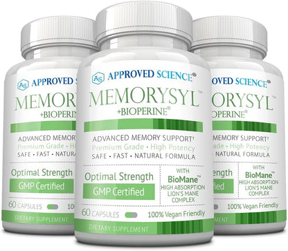Approved Science MemorySyl – Memory Support Supplement (3-Month Supply, Vegan)