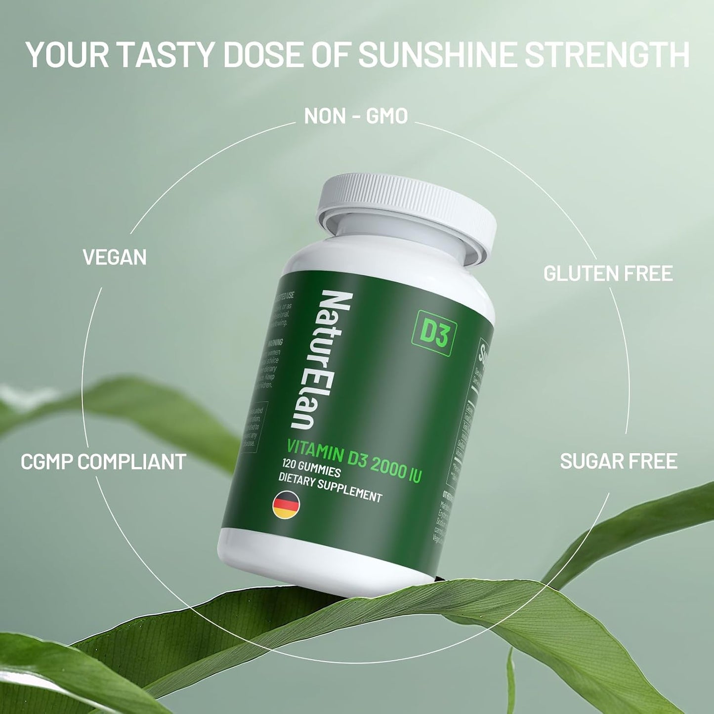 Vitamin D3 Gummies – 120 Gummies, 2000 IU, Sugar Free, Peach Flavour, Vegan & Gluten-free - görsel 5