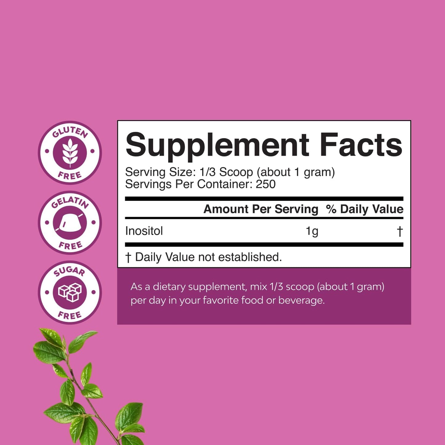Premium Inositol Powder – Fertility Support Supplement – 250g (2 Pack) - görsel 3