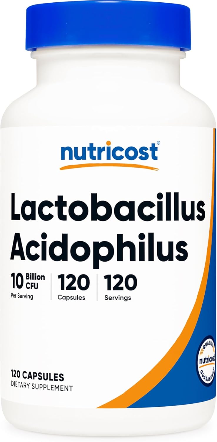 Nutricost Lactobacillus Acidophilus 10 Billion CFU, 120 Vegetarian Capsules - görsel 1