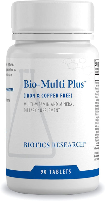Biotics Research Bio-Multi Plus – Iron & Copper Free Multivitamin with Chelated Minerals, Emulsified Fat Soluble Vitamins, SOD, Catalase, 90 Tablets