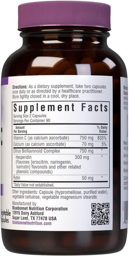 Bluebonnet Nutrition Mega Bio-C Formula – High Strength Buffered Vitamin C with Citrus Bioflavonoids and Rutin – 180 Vegetable Capsules