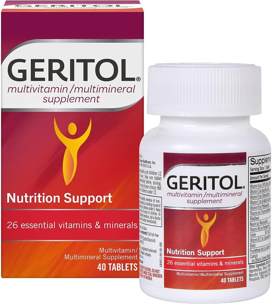 Geritol Multi-Vitamin Nutritional Support Tablets – 26 Essential Vitamins & Minerals, 40 Count (Pack of 2) - görsel 1