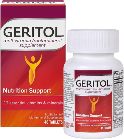 Geritol Multi-Vitamin Nutritional Support Tablets – 26 Essential Vitamins & Minerals, 40 Count (Pack of 2)