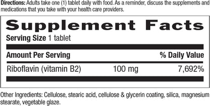 Country Life Vitamin B2 100 mg Riboflavin Supplement