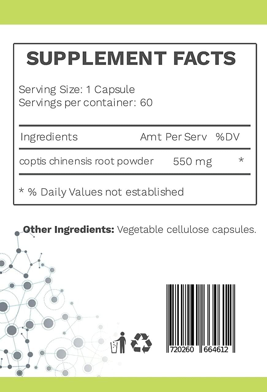 AMG Naturals Chinese Coptis 550mg – Whole Herb Goldthread (Huang Lian) - görsel 4