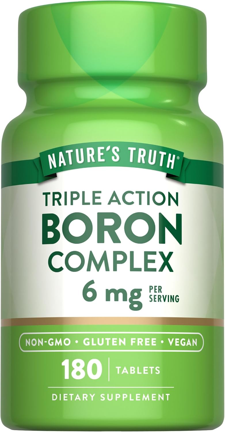 Nature's Truth Triple Action Boron Complex Food Supplement | 6mg | 180 Tablets | Vegan, Non-GM & Gluten-free Mineral Support - görsel 1