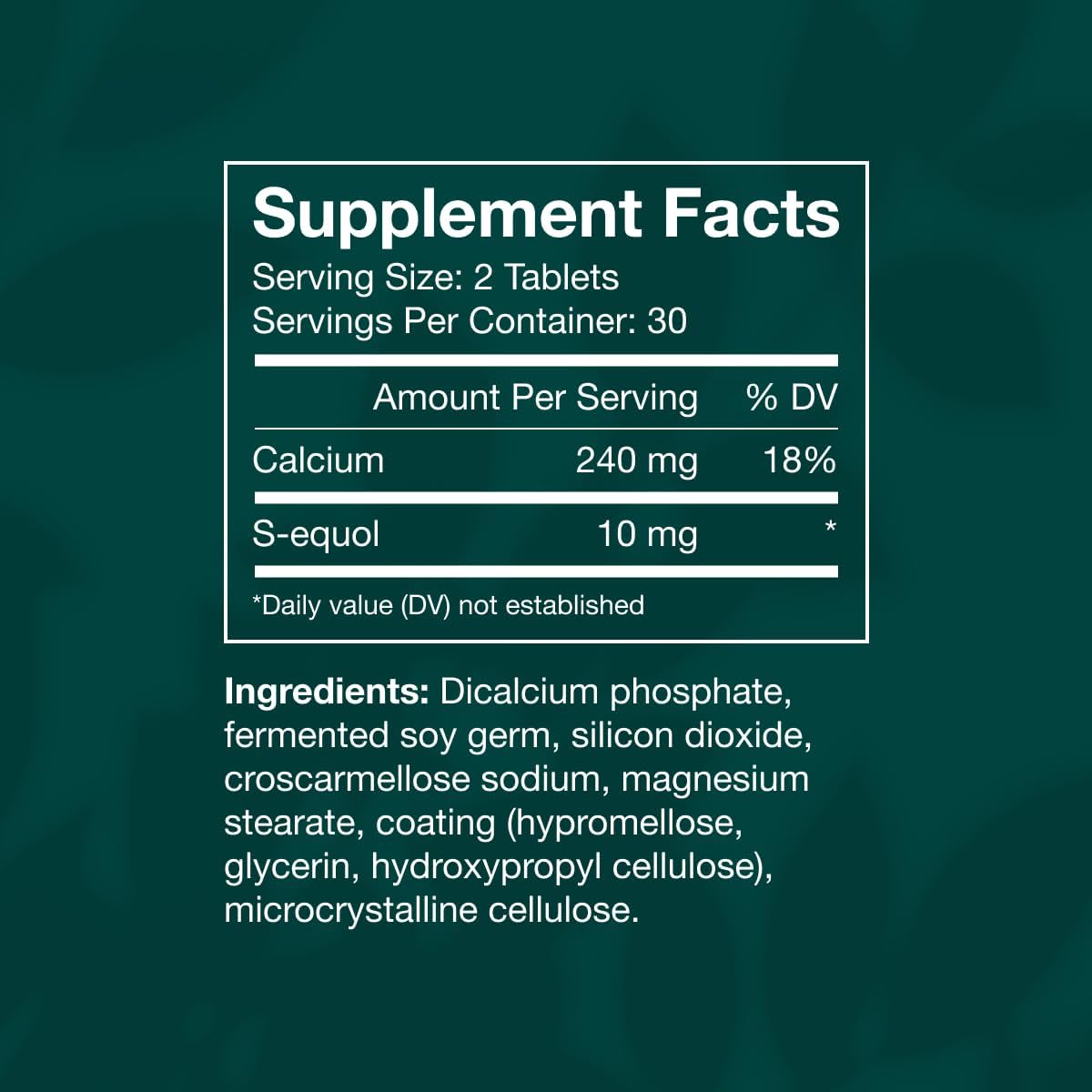 EQUELLE Multi-Symptom Perimenopause & Menopause Relief – Hormone-Free, Plant-Based S-Equol – 60 Tablets (1 Month Supply) - görsel 6