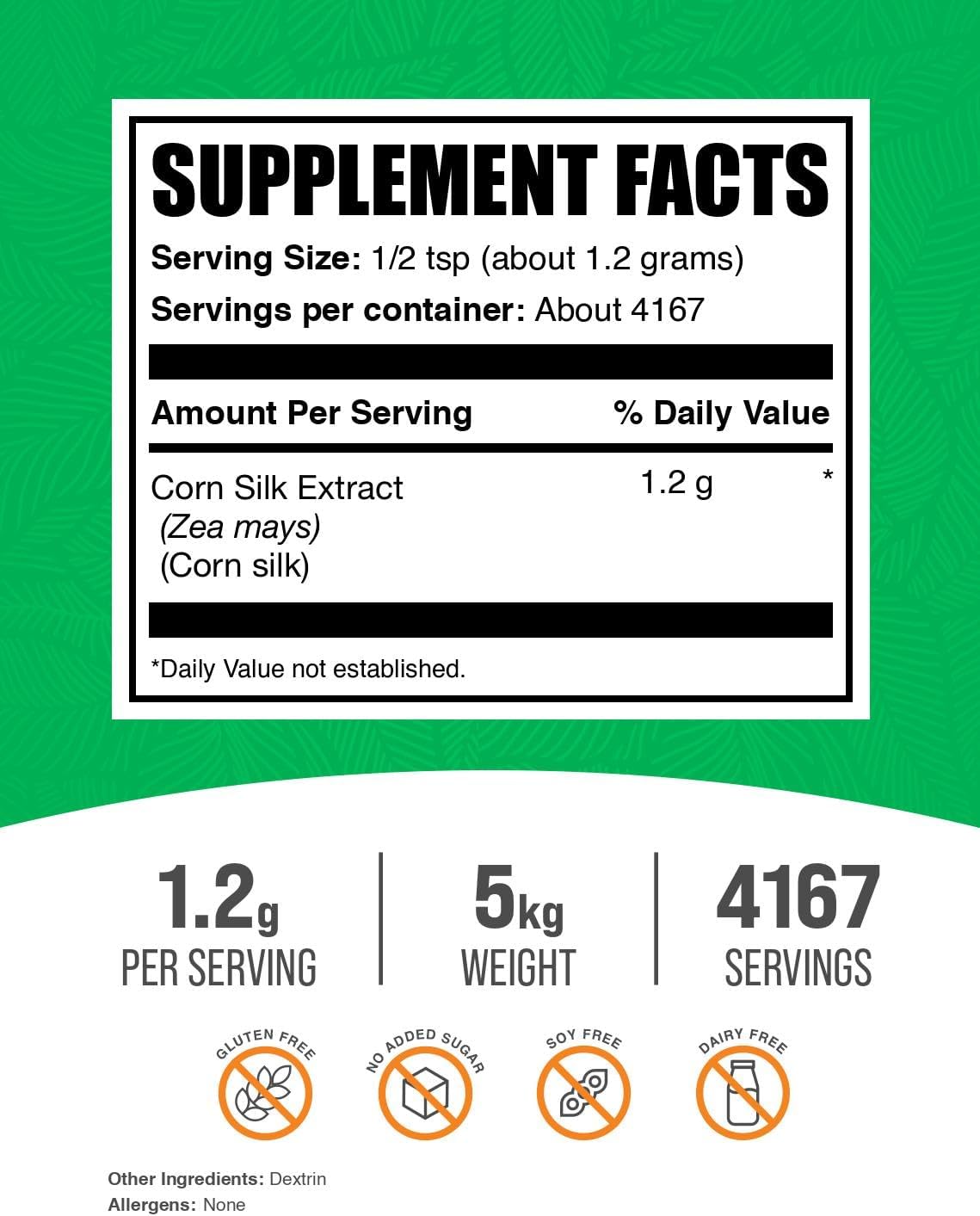 BulkSupplements Corn Silk Extract Powder – Vegan & Gluten-free – 5kg Pack - görsel 2