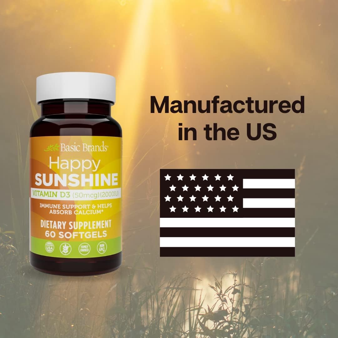 Basic Organics Super Happy Sunshine Vitamin D3 5000 IU – 240 Softgels - görsel 4