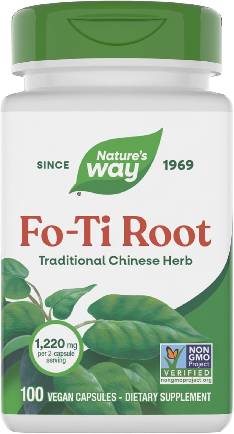 Nature's Way Fo-Ti Root, Traditional Chinese Herb, 1,220 mg per Serving, 100 Vegan Capsules - görsel 1