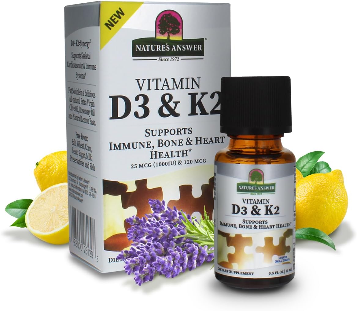 Nature's Answer Vitamin D3 and K2 Liquid Drops, 15 ml - görsel 1