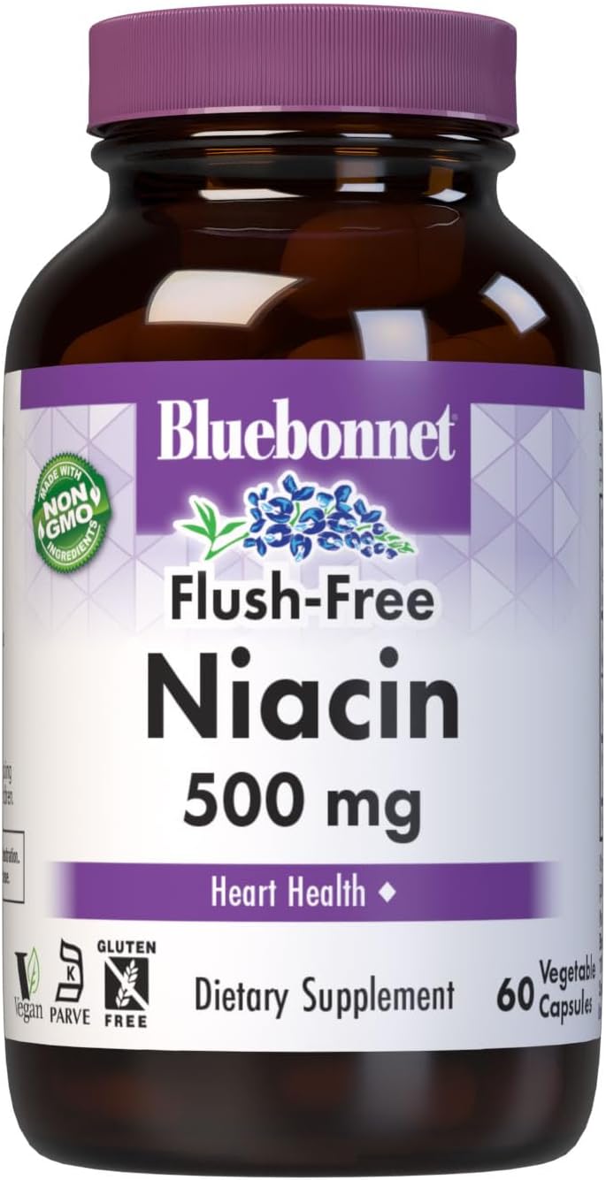 Bluebonnet Nutrition Flush-Free Niacin 500mg, 60 Vegetable Capsules - görsel 1