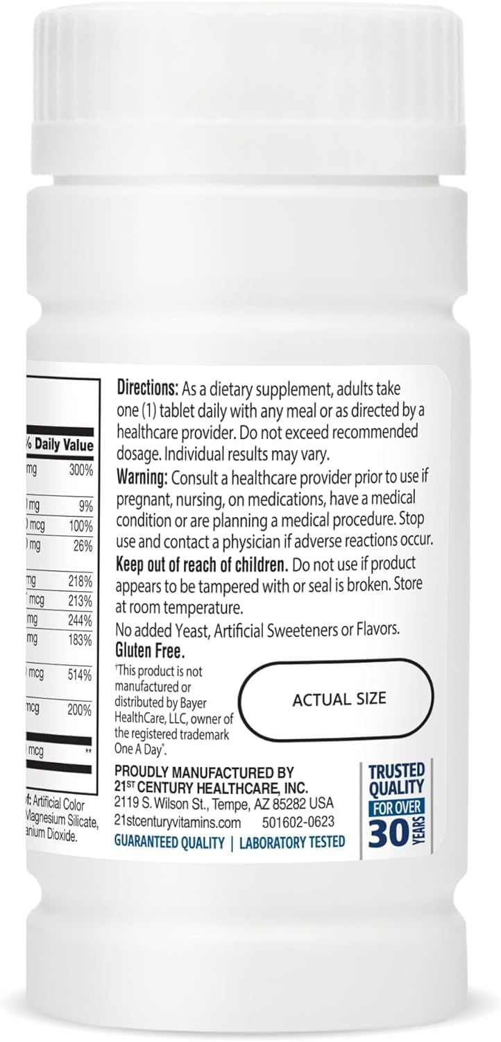 21st Century Men's 50+ One Daily Multivitamin and Multimineral Tablets - 100 Tablets, Pack of 3 - görsel 3