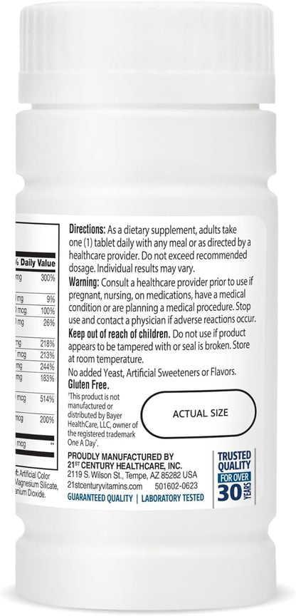 21st Century Men's 50+ One Daily Multivitamin and Multimineral Tablets - 100 Tablets, Pack of 3