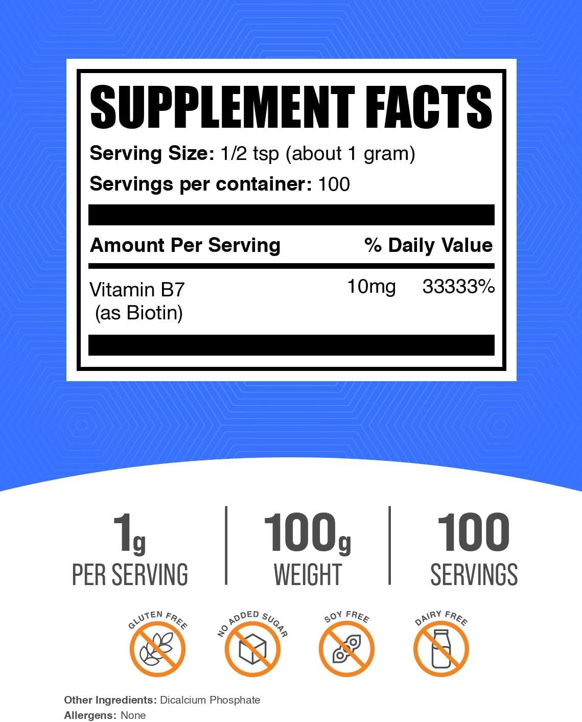 BulkSupplements.com Biotin 10,000mcg Powder – Vitamin B7 Supplement - görsel 2