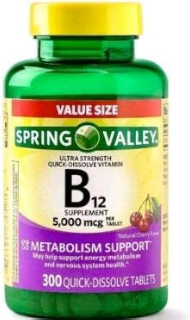 Spring Valley B12 5000 µg, 300 Quick-Dissolve Tablets - Metabolism Support - görsel 1