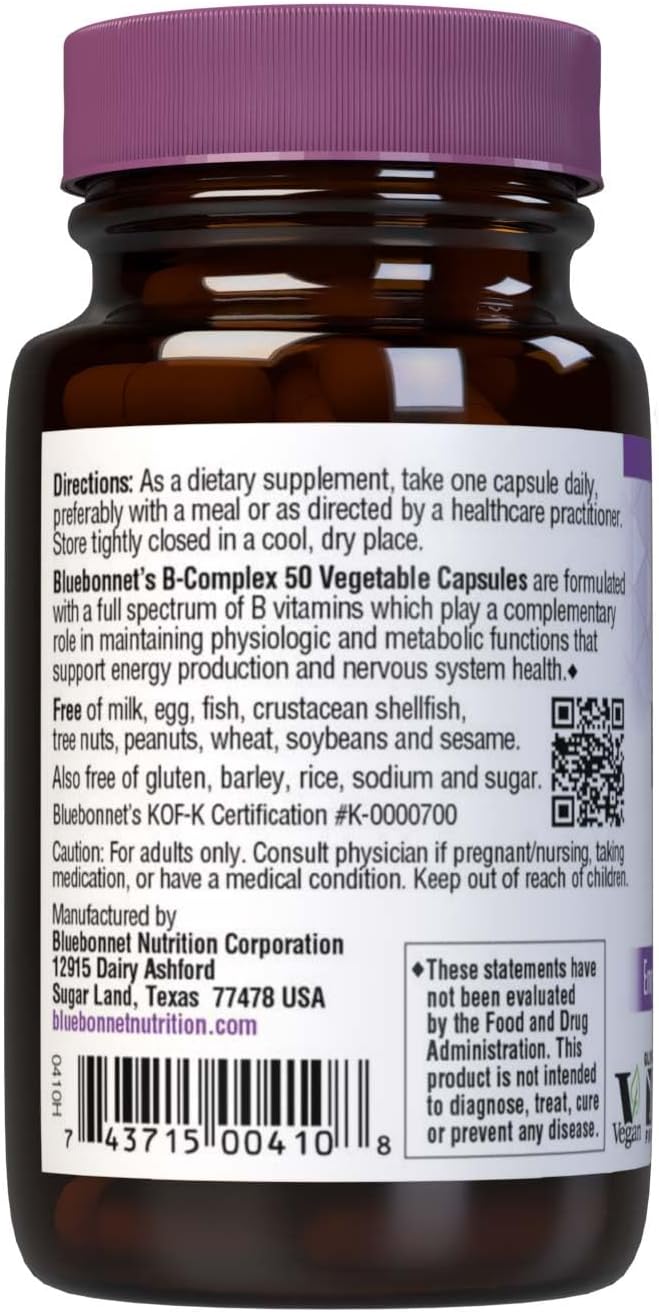 Bluebonnet Nutrition B Complex 50 Vegetable Capsules - görsel 3
