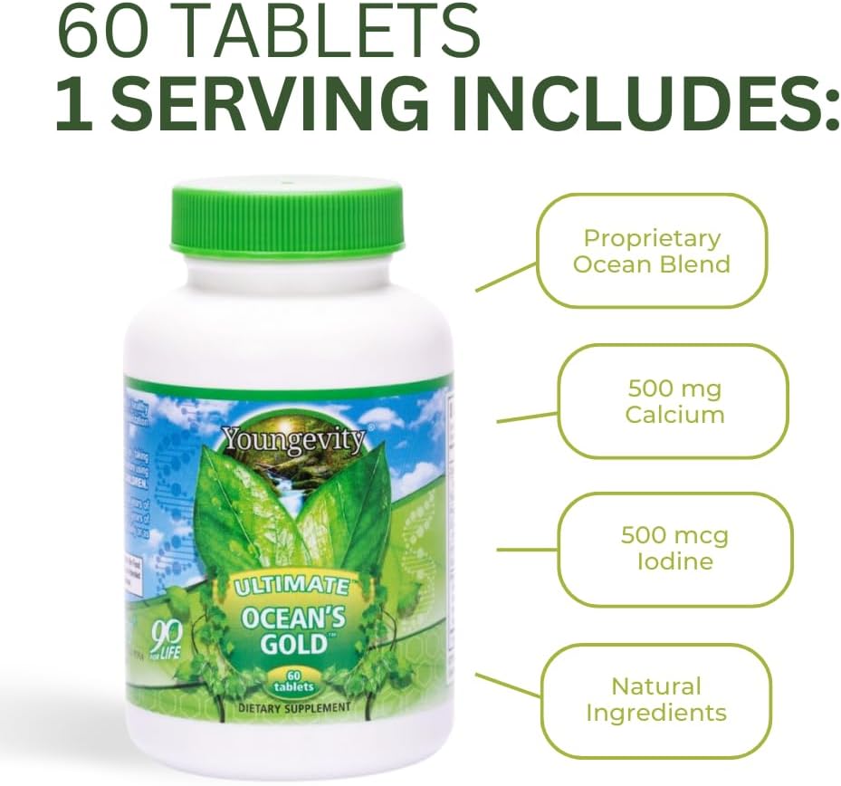 Youngevity Ultimate Ocean's Gold – Supports Thyroid Health and Overall Wellness with Ocean-Derived Nutrients - 60 Tablets (Pack of 2) - görsel 4