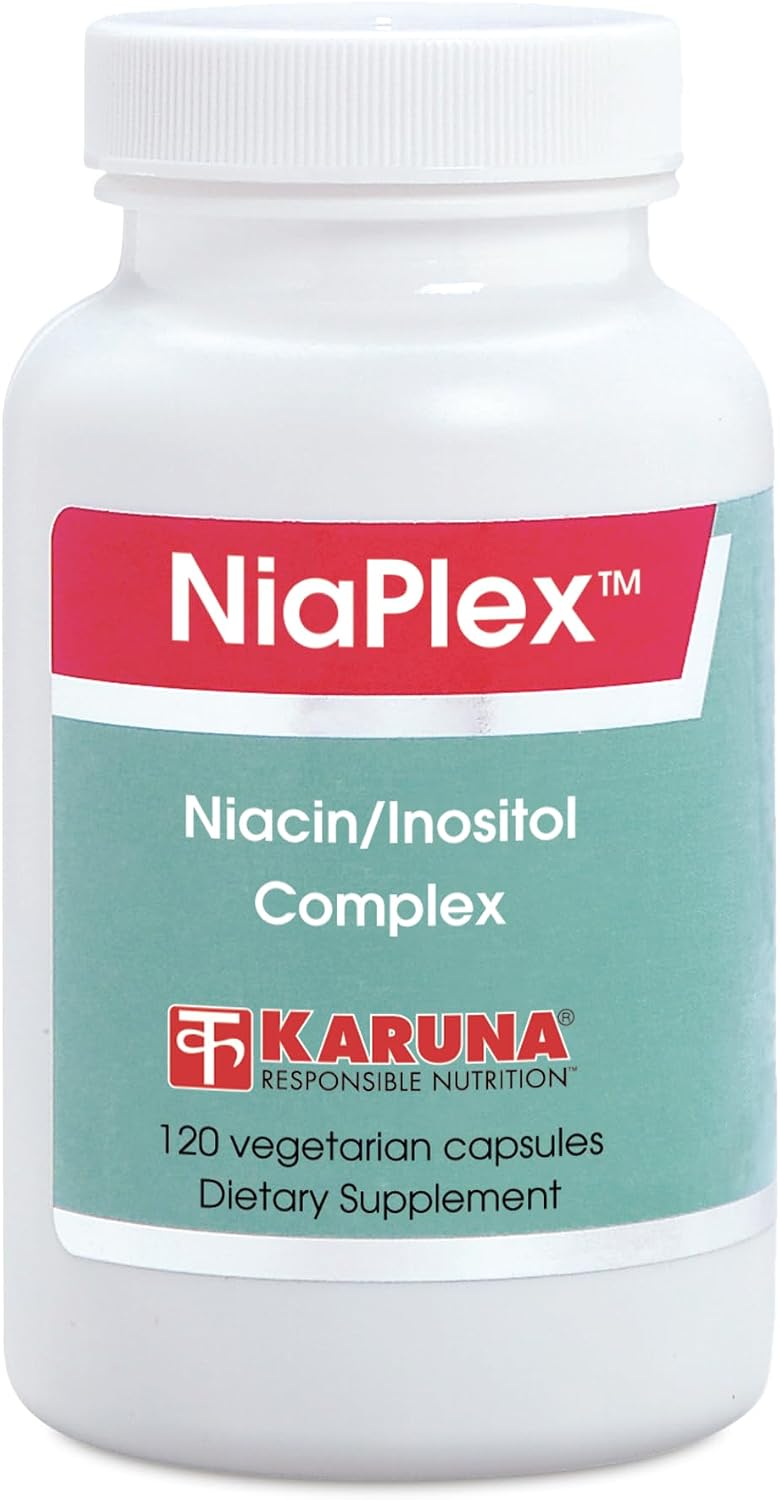 Karuna NiaPlex 120 Vegetarian Capsules - Niacin 1000mg, Chromium 200mcg - No-Flush Niacin - görsel 1