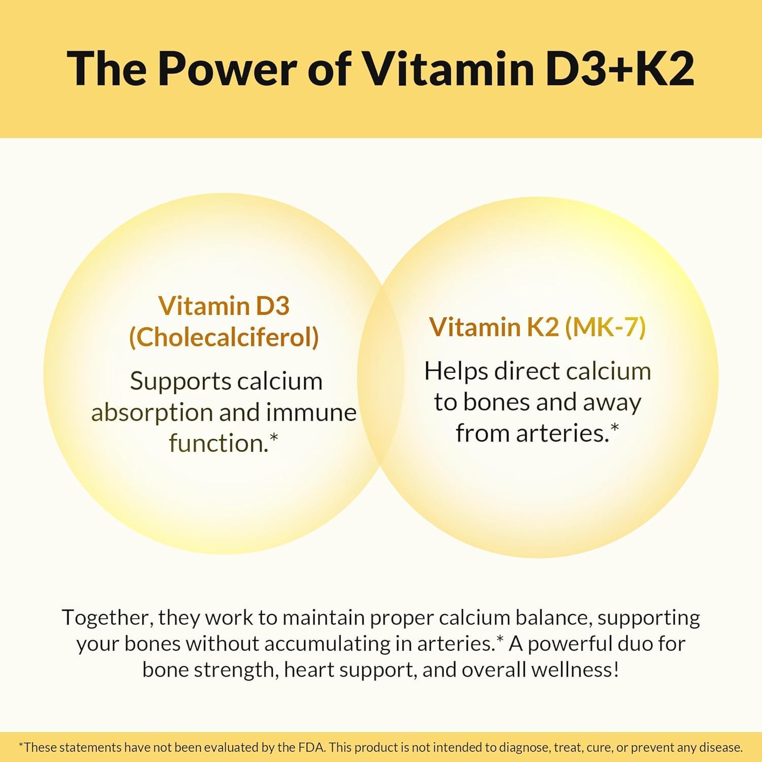 Natural Wellness Vitamin D3 + K2 – High Potency Vitamin D3 2500 IU & K2 MK-7 45 mcg – Supports Bone Strength, Heart Health, Immunity & Metabolism - Vegetarian Supplement - görsel 4