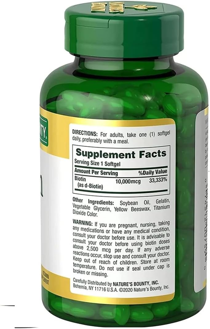 Nature's Bounty Biotin 10,000 mcg, 250 Rapid Release Soft Capsules - görsel 4