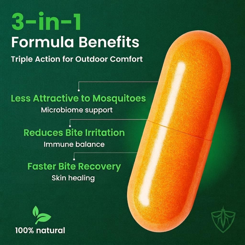 BITESHIELD Mosquito Repellent Capsules - Daily Ingestible Supplement, Plant-Based, 60 Capsules - görsel 6