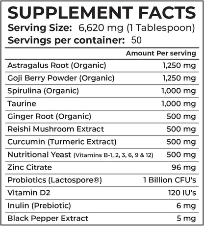 More Dog Days Anti-Ageing & Immune Support | Organic, Human-Grade Ingredients | Medicinal Plants & Mushroom Extracts | Omega 3s, Antioxidants, Probiotics, Vitamins & Minerals | Plant-Based & Vegan