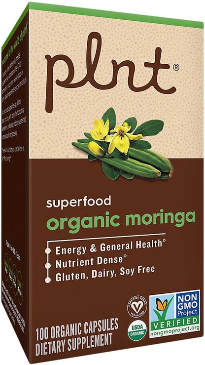 Organic Moringa Superfood for Energy Support - 1,000 mg (100 Capsules)