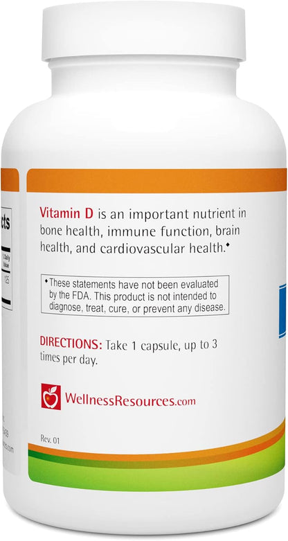 Wellness Resources Vitamin D 1,000 IU - Soya-Free Vitamin D3 (180 Veggie Capsules)