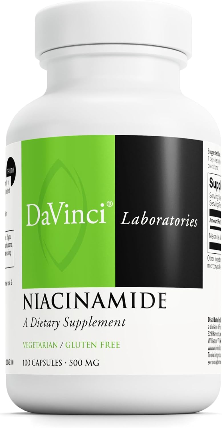 Davinci Labs Niacinamide 500 mg – Vitamin B3 Food Supplement, 100 Vegetarian Capsules - görsel 1