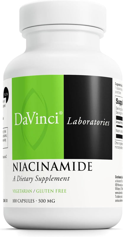 Davinci Labs Niacinamide 500 mg – Vitamin B3 Food Supplement, 100 Vegetarian Capsules