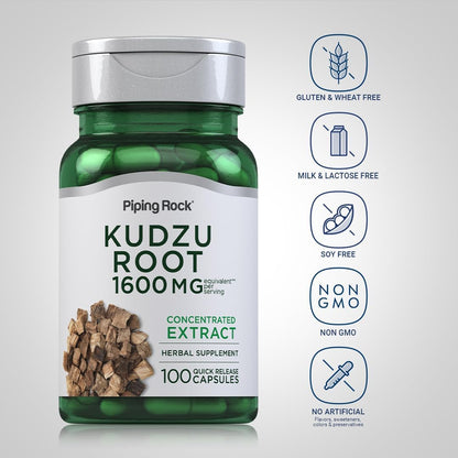 Piping Rock Kudzu Root Capsules | 100 Capsules | Super Concentrated Extract | Non-GM & Gluten-free Food Supplement
