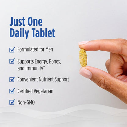 Nordic Naturals Men’s Multivitamin One Daily - Bone, Energy, & Blood-Vessel Support - 20 Essential Nutrients - 30 Tablets