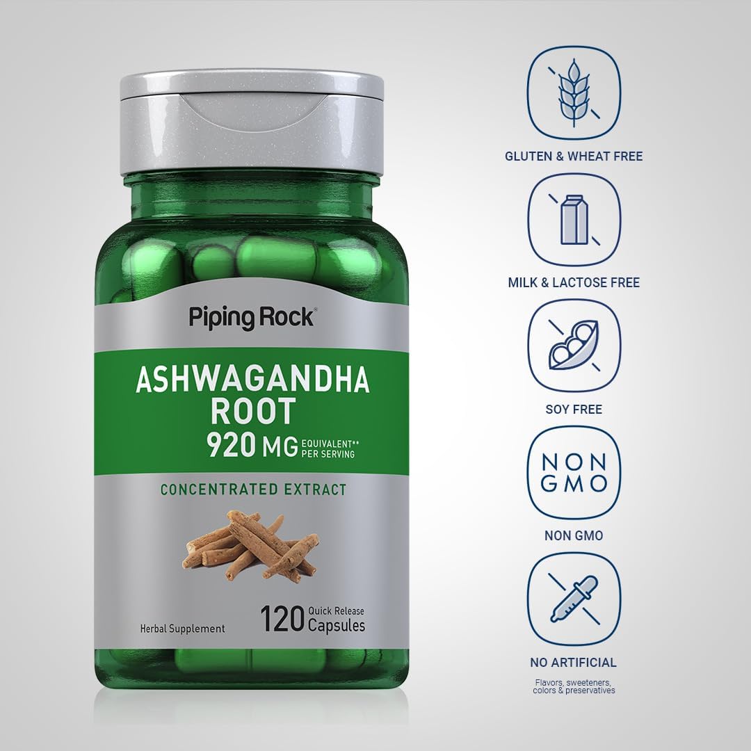 Piping Rock Ashwagandha Root Extract Supplement - 120 Capsules - görsel 3