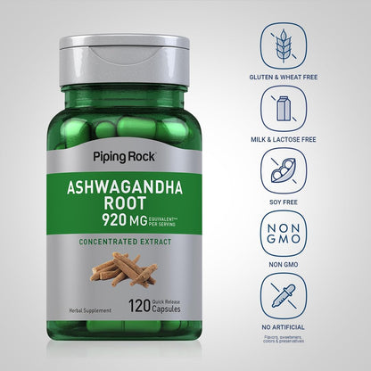 Piping Rock Ashwagandha Root Extract Supplement - 120 Capsules