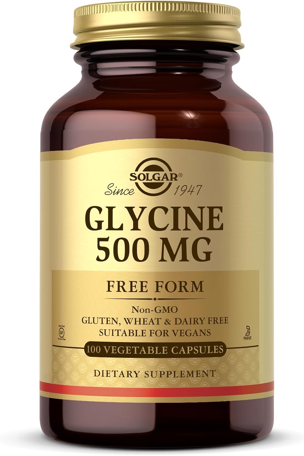 Solgar Glycine 500 mg - 100 Vegetable Capsules - Non-GMO, Vegan, Gluten-free, Dairy-free, Kosher - 100 Servings - görsel 1