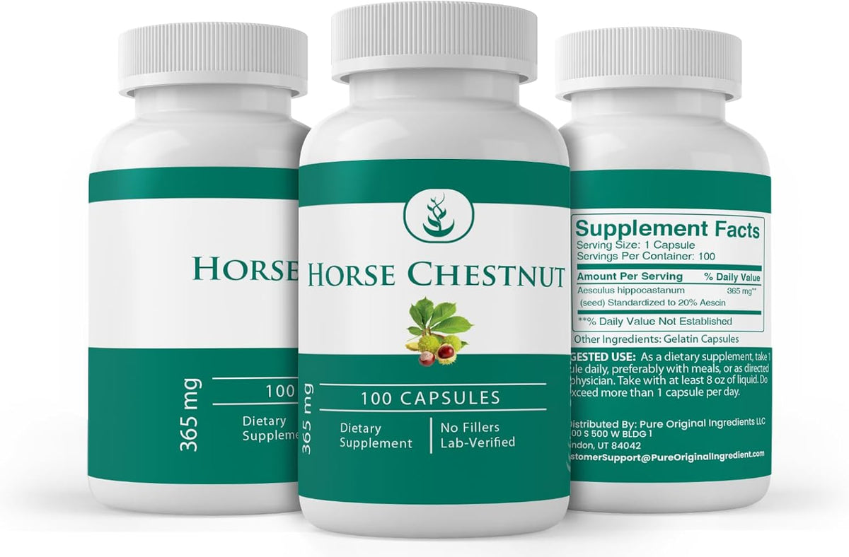 PURE ORIGINAL INGREDIENTS Horse Chestnut (100 Capsules) Always Pure, No Additives or Fillers, Laboratory Verified - görsel 4