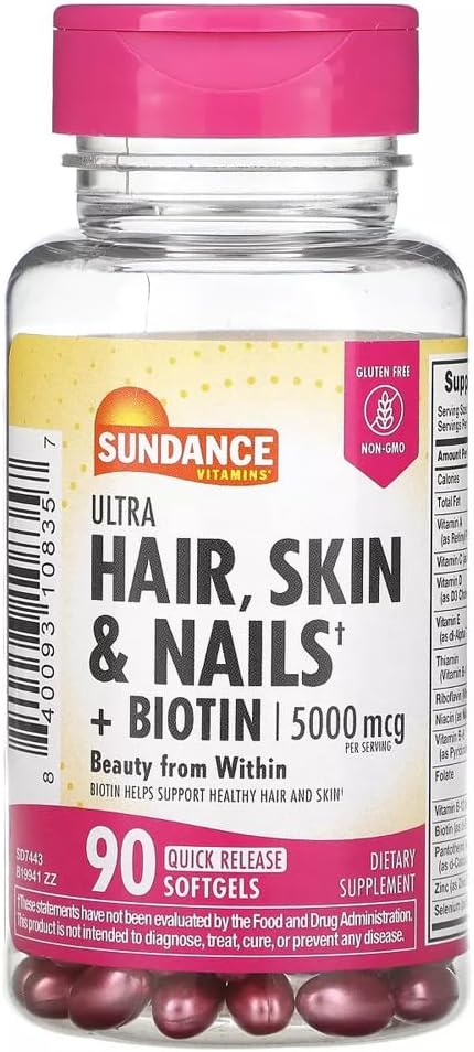 Sundance Hair, Skin & Nails with Biotin 5000 mcg - 90 Softgels - görsel 1
