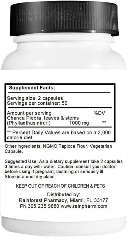 Chanca Piedra Stone Breaker – 100 Vegetarian Capsules, 500mg | Wildcrafted Whole Herb from the Amazon