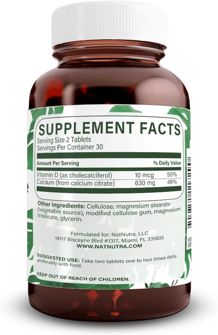Natural Nutra Calcium Citrate with Vitamin D3 – Supplement for Bone Strength & Heart Health, 60 Tablets - görsel 2