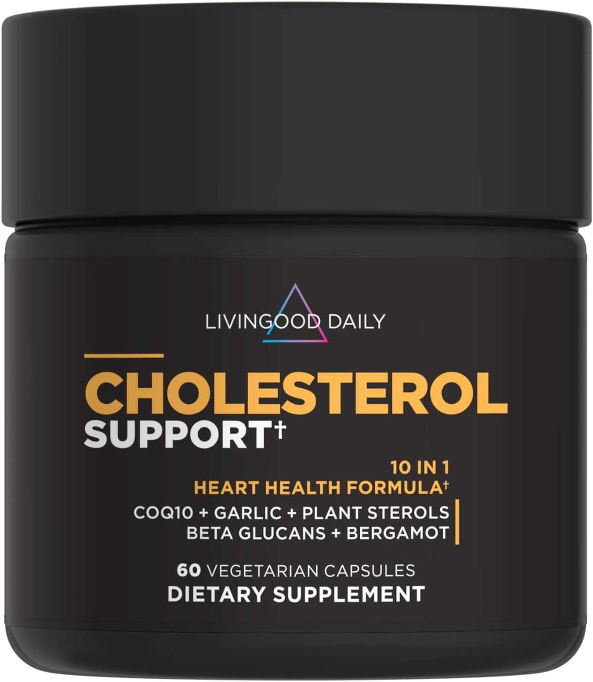 Livingood Daily Cholesterol Support Supplement - Heart Health with Garlic, CoQ10, Vitamin E, Bergamot, Plant Sterols - 60 Capsules - görsel 1