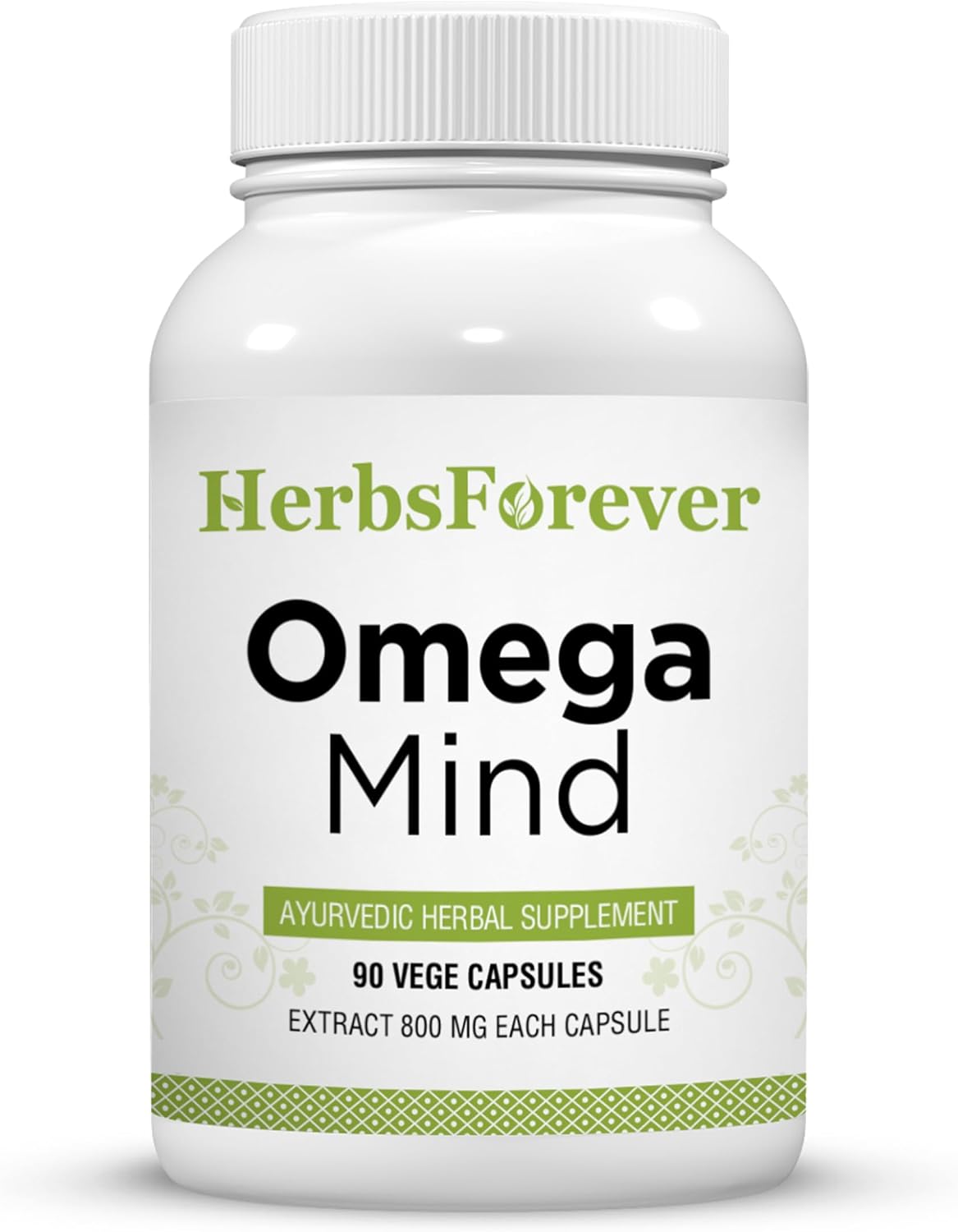 Herbsforever Omega Mind - Ayurvedic Brain & Cognitive Support Supplement with 10 Herbal Extracts, 90 Veg Capsules - görsel 1
