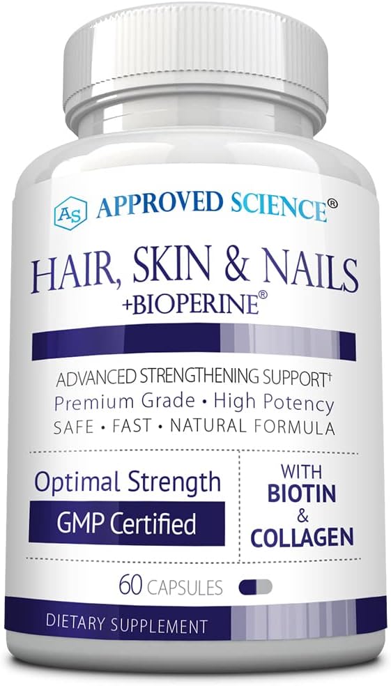 Approved Science Hair, Skin and Nails - Food Supplement - Biotin, Collagen, Vitamin B Complex, Silica, BioPerine - 180 Capsules - 3 Month Supply - görsel 7