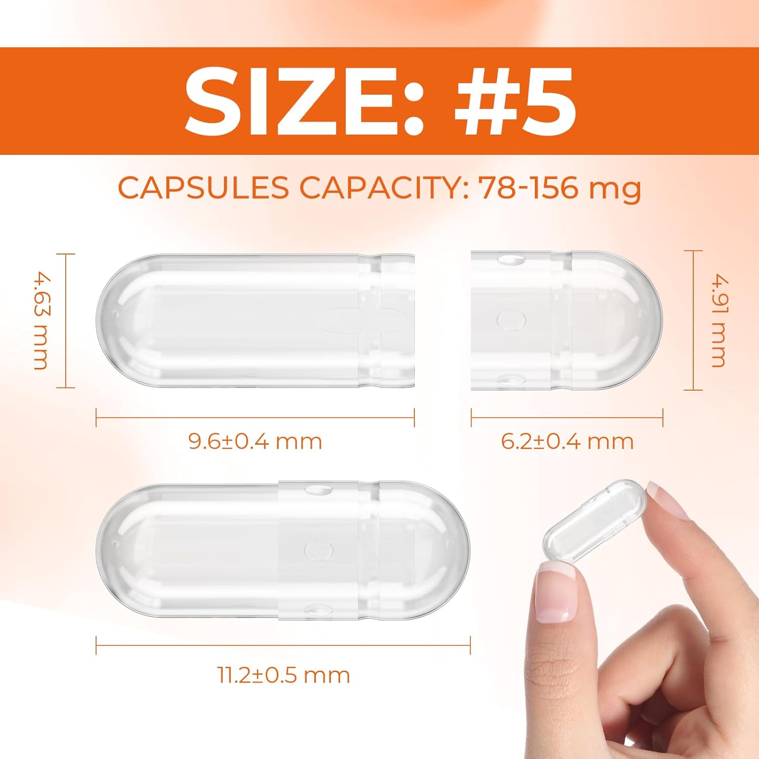 Empty Gelatin Capsules Size 5 (100 Count) - Very Small Capsules for DIY Filling with 2 Spoons - görsel 2