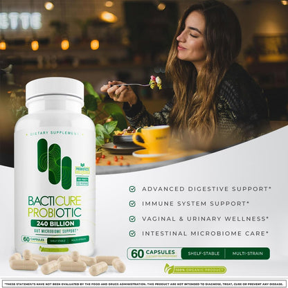 Bacticure Natural Food Supplement | Set of 3 Bottles | 60 Capsules Each | Immune System Support | Patented Formula