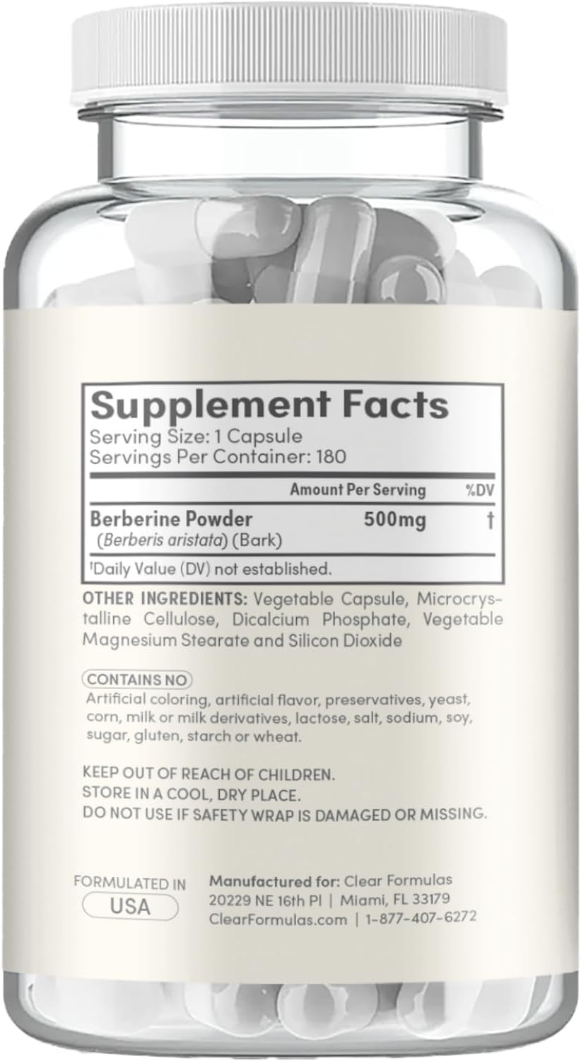 Clear Formulae Berberine Supplement 500mg | Vegan, Non-GMO & Gluten-free (6-Month Supply) - görsel 8