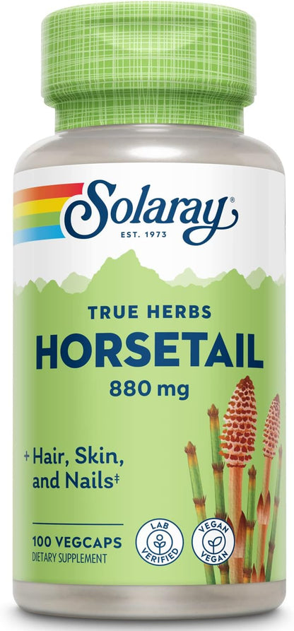 Solaray Horsetail 880 mg - Natural Silica Supplement for Hair, Skin and Nails - 100 Vegan Capsules